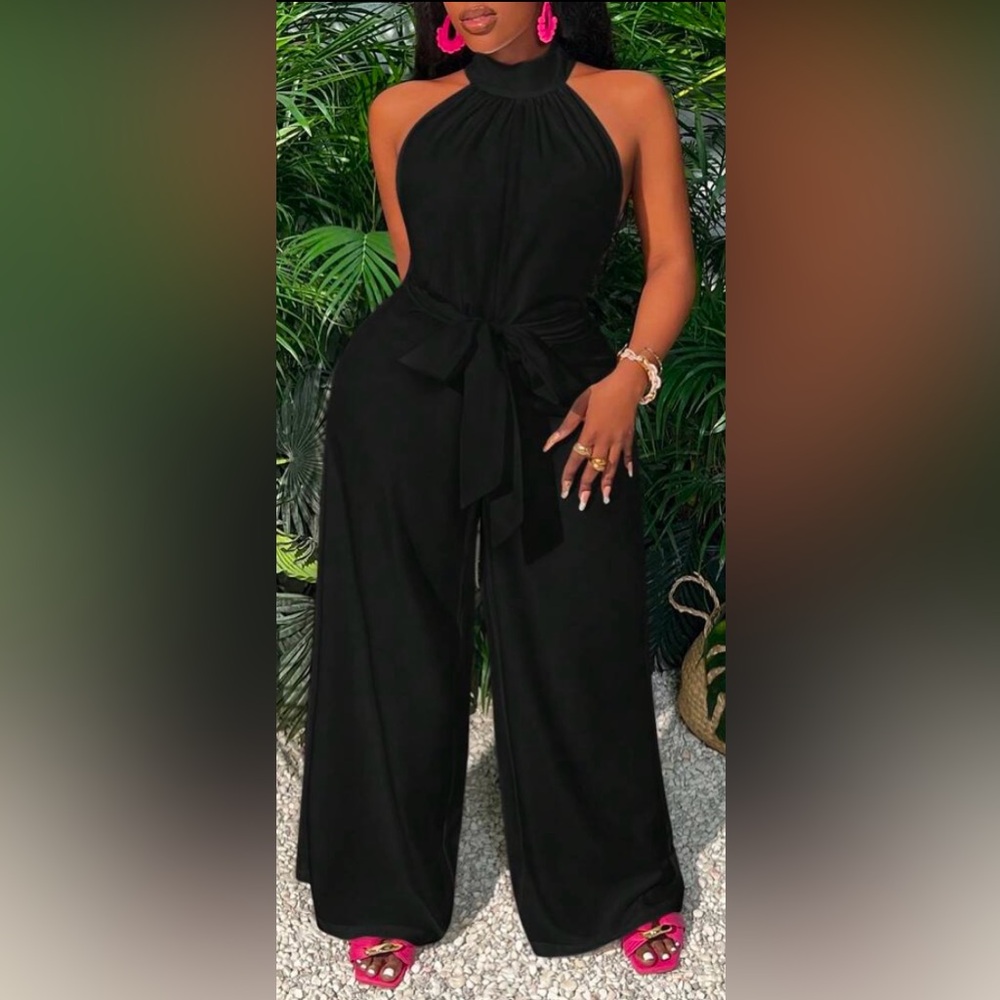 Elegant Black Halter Jumpsuit - Picture 8 of 11